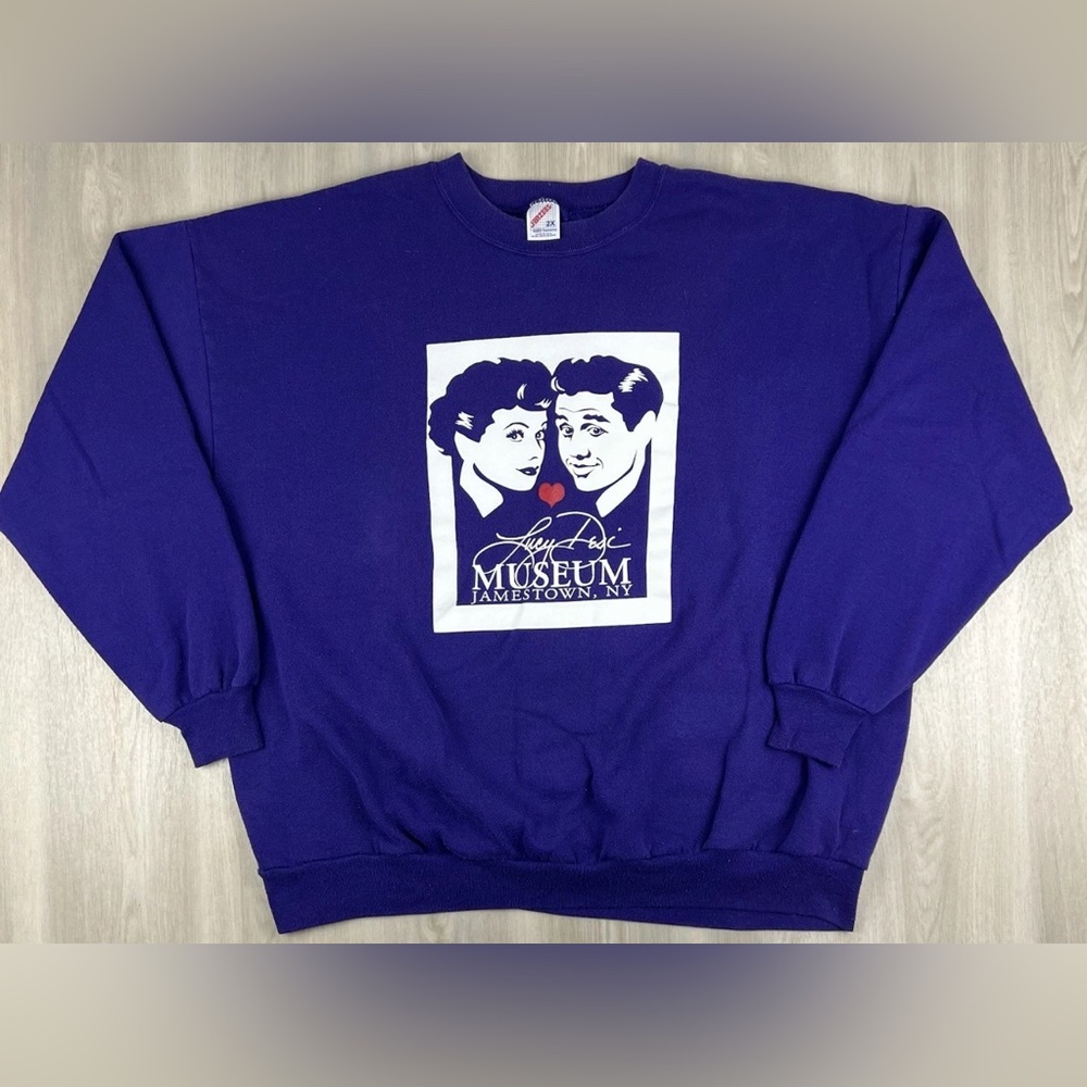 Vintage Lucy Desi Museum I Love Lucy Purple Sweatshirt JERZEES 2XL Made in USA